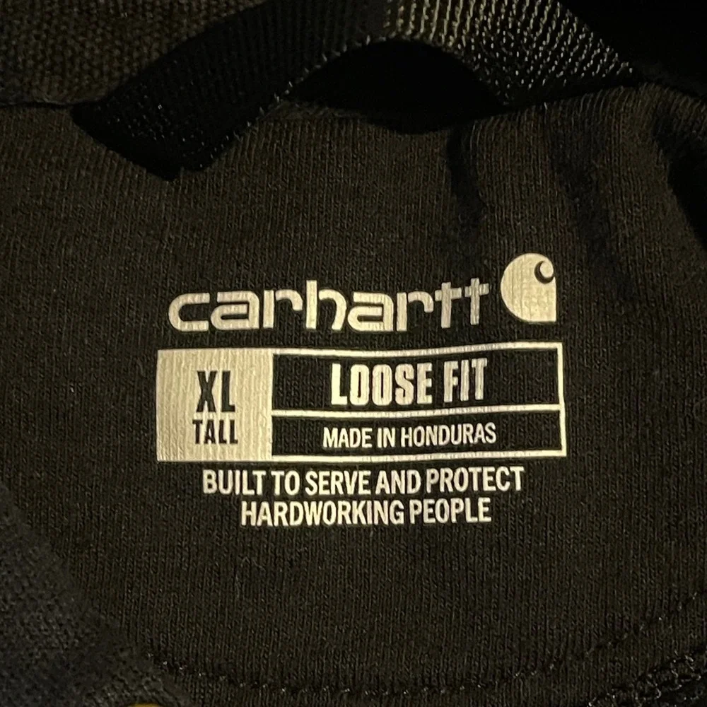 Carhartt Hoodie XL Tall Black K121 Loose Fit Workwear Equipment Share Logo Gym